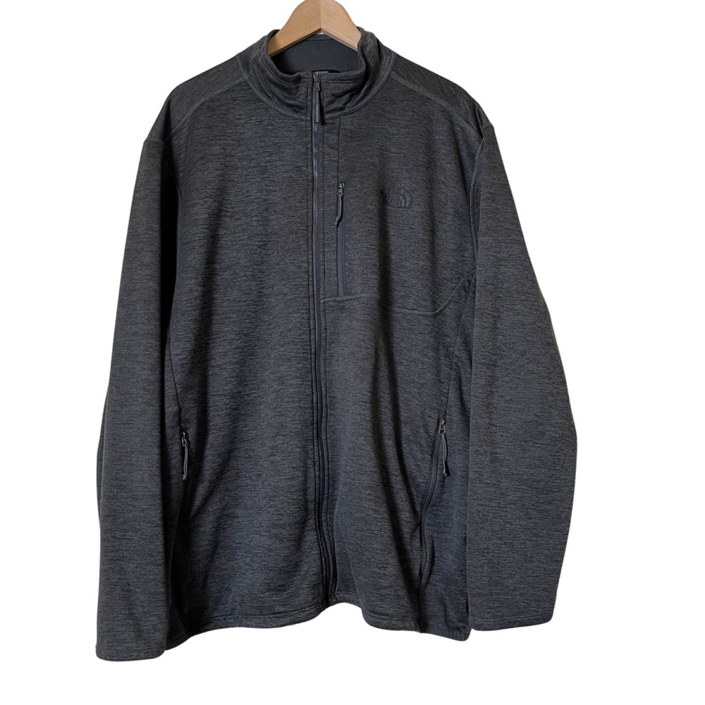 The North Face Jacket Men's Black Grey Full Zip Fleece Logo Size XL